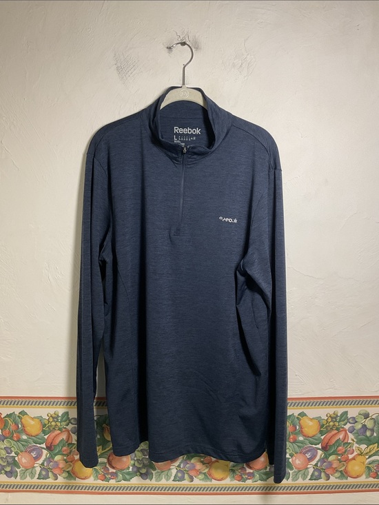 Reebok Other - Reebok Mens 1/4 Zip Pullover Navy Heather Blue Long Sleeve Thumbholes Size L